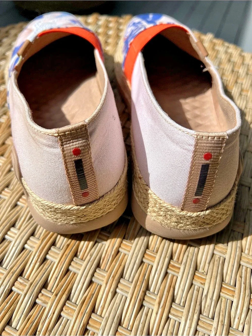 Marbella Floral Espadrille Slip-On Shoes White & Blue